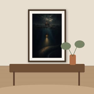 The Lantern Below, Dark Nautical Printable Wall Art, Gothic Ocean Digital Download listing image 2 of 7