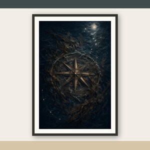 The Drowned Compass Dark Nautical Folklore Printable Wall Art Digital Download listing image 1 of 7