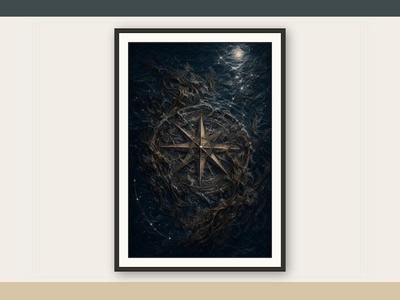 The Drowned Compass Dark Nautical Folklore Printable Wall Art Digital Download listing image 1 of 7