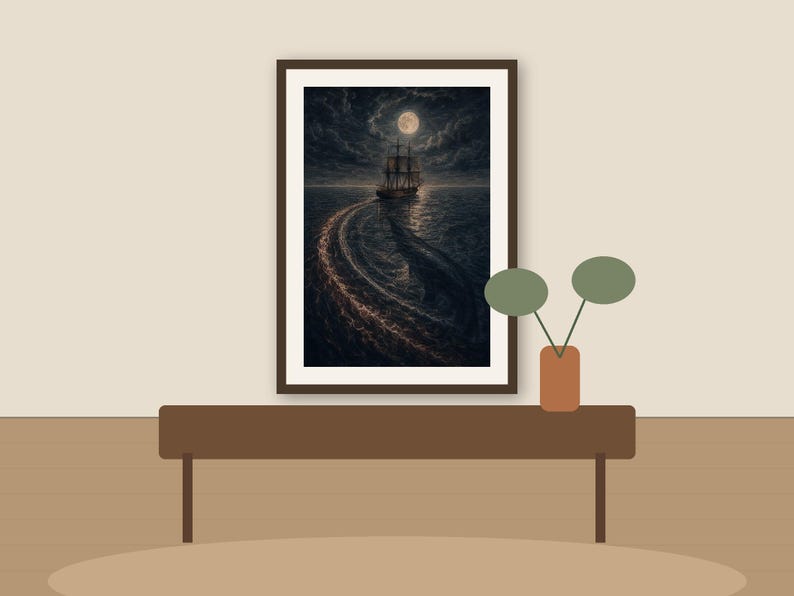 Leviathan's Wake Dark Nautical Folklore Printable Wall Art Digital Download listing image 2 of 7