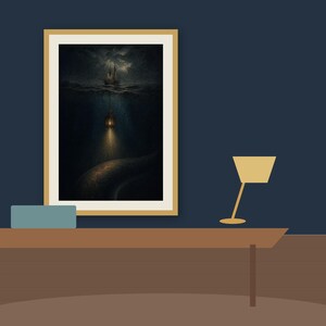 The Lantern Below, Dark Nautical Printable Wall Art, Gothic Ocean Digital Download listing image 3 of 7