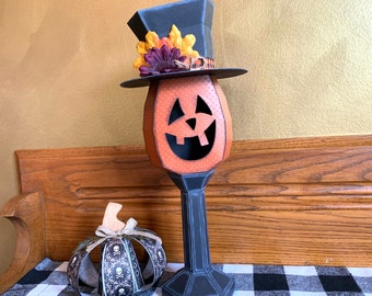 Halloween Jack-o-lantern, street lamp, Halloween decor, pumpkin luminary