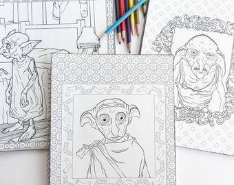 SALE 3 Harry Potter Adult Coloring Book Notebook With Dobby And Kreacher