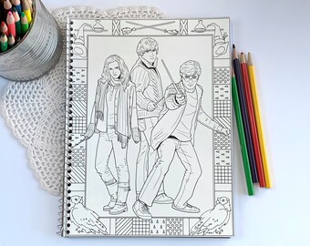Harry Potter Adulte Coloriage Cahier De Livres Ensemble De 3 Etsy