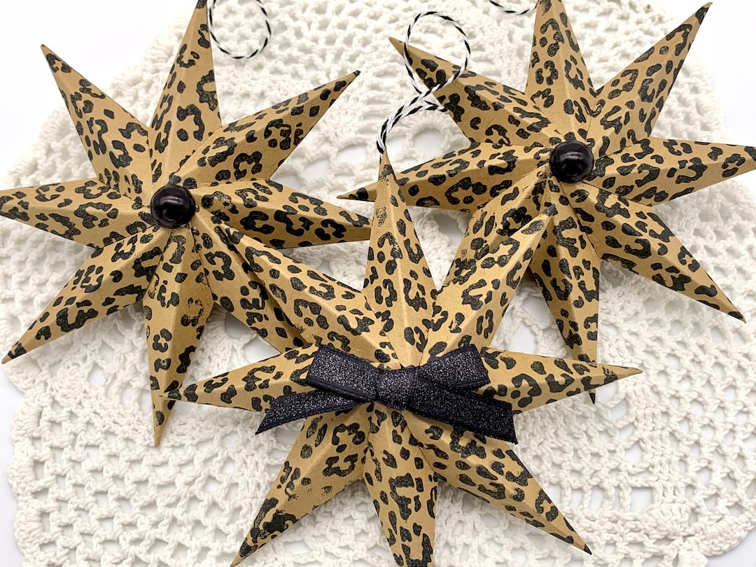 Gepard Print Weihnachtsstern, handgemacht, Wohndekor 3er-Set, 3D-Druck