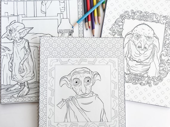 SALE 3 Harry Potter Adult Coloring Book Notebook With Dobby