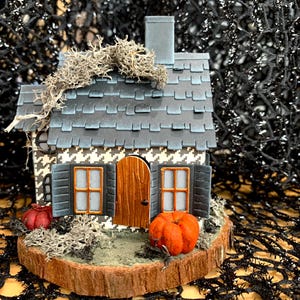 Handmade Halloween Putz House: Houndstooth Witch House Decor