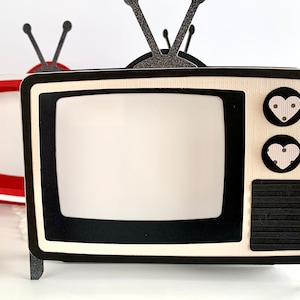 Retro TV birthday card, gift card holder, graduation, friend, photo frame, 3D card
