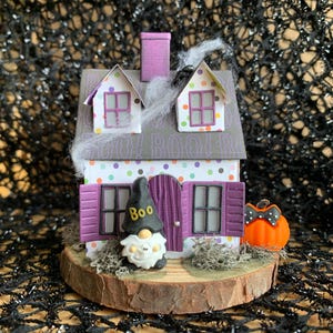 Halloween Gnome House: Miniature Witch House Tiered Tray Decor