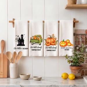 Personalized Fall Pumpkin Patch Microfiber Tea Towel Custom Halloween Kitchen Decor Gift,Housewarming Gift