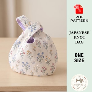 Molde em PDF para costura de bolsa de nó japonês, bolsa de pulso para iniciantes, tutorial de bolsa para projeto de tricô faça você mesmo