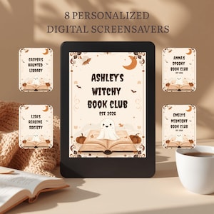Personalized eReader Screensaver Bundle, Custom Kindle & Kobo Wallpaper, Book Lover Gift, Spooky Book Club, Witchy Reading, Digital Download