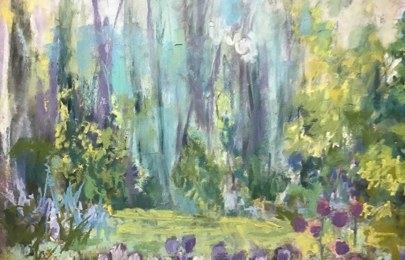 Pastel Spring Tulips Garden Drawing Original Fine Art Pastel Etsy