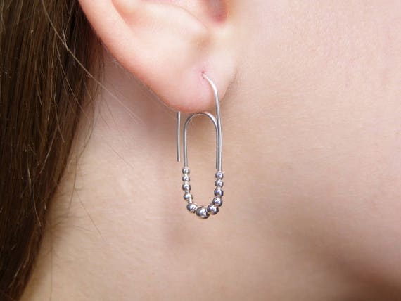 Classic Paper Clip Earrings With Silver 