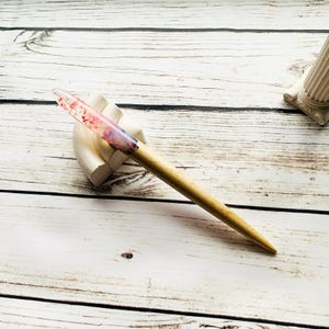 Hair stick with pink flowers, Hair pin for women, Wooden hair pin, Anniversary gift for her