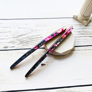 Wooden Hair Stick for thin hair - pair / Length 130 mm / Handmade Pink Mother of pearl Hair pin / Minimal hair clip / Holiday Gift for her