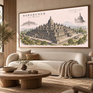 Borobudur Temple Canvas Wall Art, Java Indonesia Architecture, Asian Historical Landmark, Cultural Heritage Decor, Ready to Hang Artwork