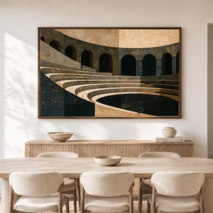 Ancient Roman Amphitheater Canvas, Curved Stone Steps Wall Art, Rustic Architecture Canvas, Historical Structure Decor, Home Accent Canvas