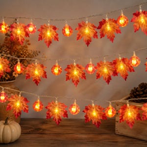Autumn Maple Leaf String Lights, Fall Fairy Lights, Rustic Fall Decor, Thanksgiving Garland, Farmhouse Autumn Decor, Halloween Lights
