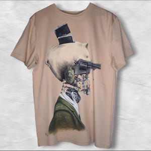 Handpainted unisex cotton tshirt/Fiber arts shirt