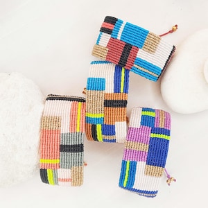 Bracelet Pop Art en macramé/Art Of Macramé/Fibre Art