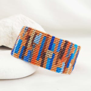 Bracelet patchwork en macramé/Art du macramé/Art de la fibre