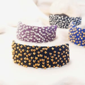 Pulsera de macramé de roca con cuentas de hematita/Arte de macramé/Arte de fibra