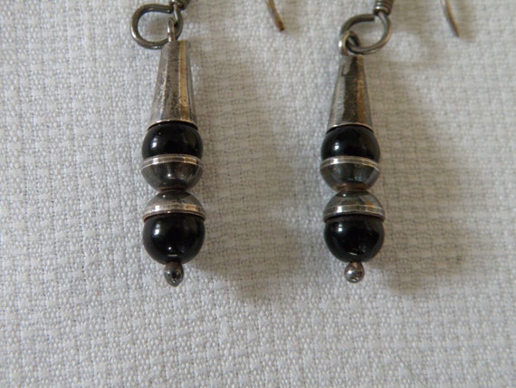 Sterling Silver Onyx Drop Earrings - image 2