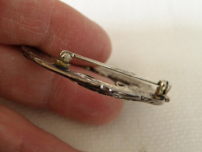 Overlay Modernist Sterling Silver Swimming Fish Pin marked sterling and signed