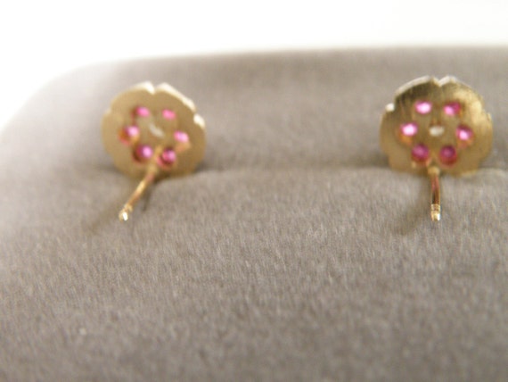 14k Gold Ruby and Diamond Earrings - image 3