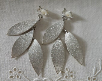 Sparkling Sterling Silver Dangle Clip Earrings