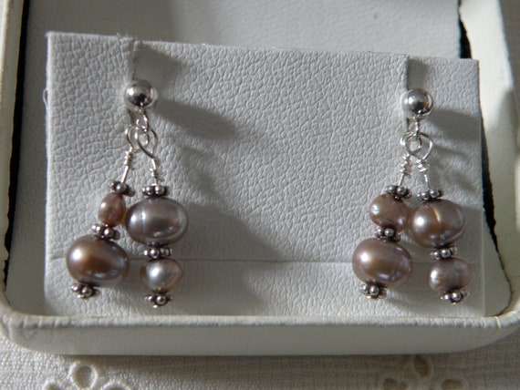 Sterling Silver Freshwater Pearl Earrings - image 1