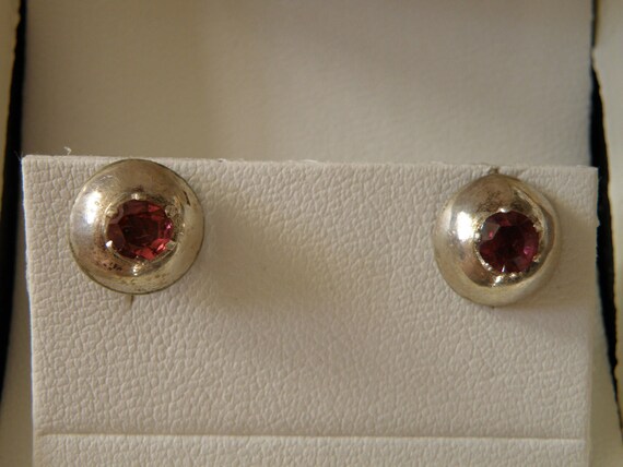 Sterling Silver Garnet Earrings - x ctw