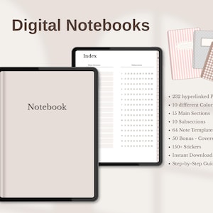 Cuaderno digital para GoodNotes | Plantilla de cuaderno para iPad y tablet | Apuntes de estudiante | Rayado, cuadrícula, punteado, Cornell