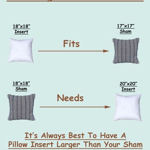 Pillowflex 18x18 Inch syntheic down pillow form insert. Made in the USA.  Ships from Ga. Custom made pillow insert. Square insert, bed pillow, decorative pillow. Ultra soft pillow for bedding. Faux down pillow. Square pillow for couch. Size chart.