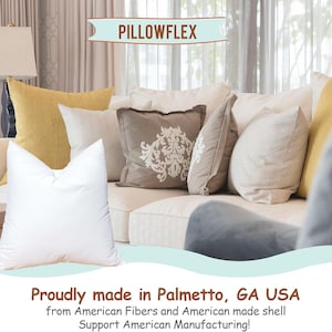 Pillowflex pillows can be styled with a chop, or the pillows can be positioned for a traditional rectangular look in your pillow sham or pillow case.  Synthetic down pillow pair great with couch accent pillow or euro shams.