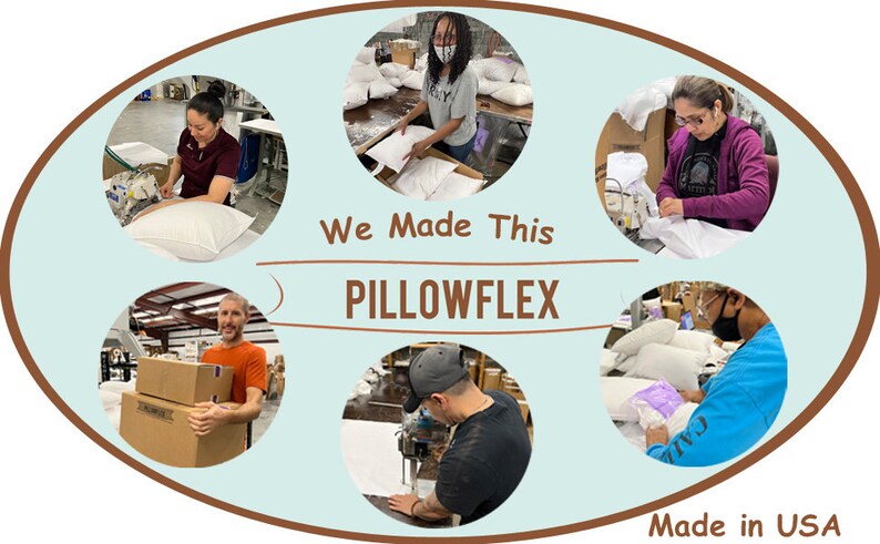 Made in USA Pillow made from American made shell and American made polyester faux down fiber.  Support American manufacturing.