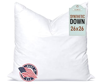 26x26 Synthetic Down Pillow Insert / Euro Sham Insert / Square Decorative Throw Form / European Alternative  down Karate Chop Pillow SKU 440