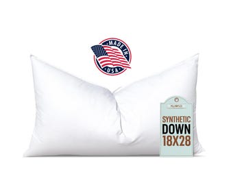 18x28 Synthetic Down Pillow Form Insert for Pillow Sham / Alternative Down Pillow / Karate Chop / Faux Down / Rectangle Made in USA SKU 330