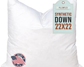 22x22 Synthetic Down Pillow Insert / Square Sham Insert / Square Decorative Throw Form / Alternative Down Karate Chop Pillow SKU 300