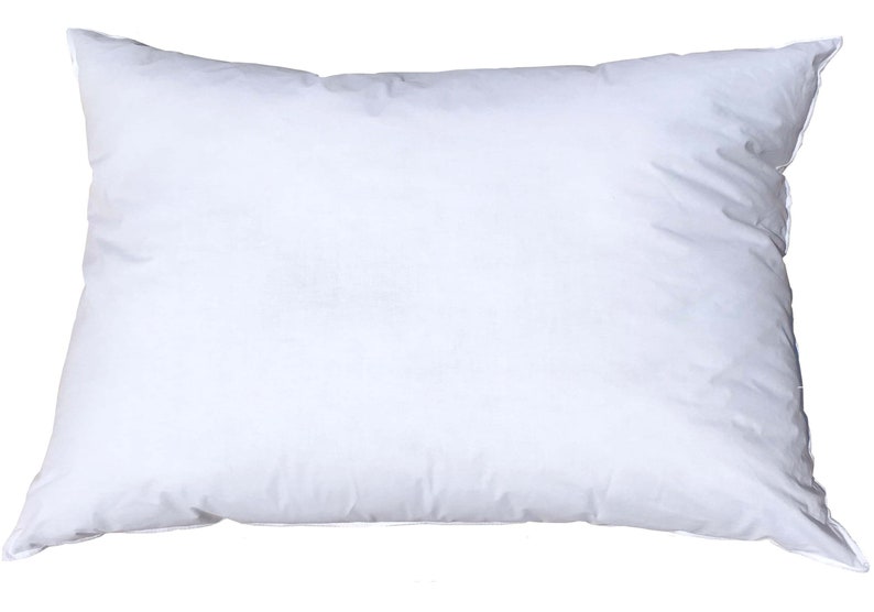 May include: A white pillow with a soft, smooth fabric cover. The pillow is rectangular and has a slightly rounded shape.