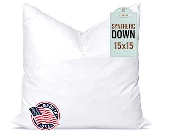 15x15 Synthetic Down Pillow Insert / Square Sham Insert / Square Decorative Throw Form / Alternative Down Karate Chop Pillow SKU 115