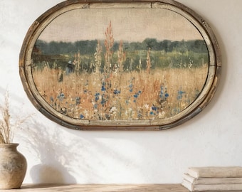 Farmhouse Wall Decor | 36" x 24" | Vintage Wildflowers Wall Art I Rustic Decor I Living Room Wall Art I