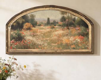 Landscape Florals Wall Art | 36" x 20" | Flowers Arched Wall Decor | Summer Wall Art | Modern Farmhouse | Delicate Florals