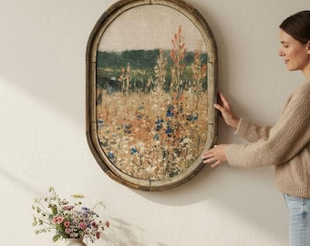 Farmhouse Wall Decor | 24" x 36" | Vintage Wildflowers Wall Art I Rustic Decor I Living Room Wall Art I