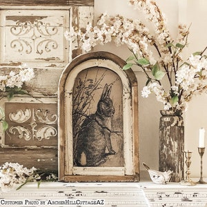 Bunny Wall Art | 14" x 22" | Arch Window Frame | Rabbit Decor | Spring Farmhouse Wall Decor |