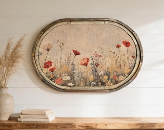 Wildflowers Wall Decor | 36" x 24" | Vintage Farmhouse Wall Art I Rustic Decor I Living Room Wall Art I