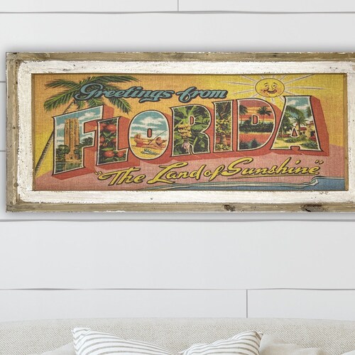 Florida Postcard Wall Art 24 X 36 Window Frame Etsy