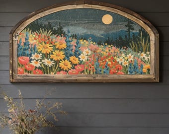 Wildflowers Wall Art | 36" x 20" | Dark Floral Arched Wall Decor | Moody Wall Art | Modern Farmhouse | Delicate Florals