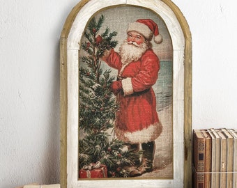 Christmas Mantel Decor  | 14" x 22" | Santa Wall Decor | Fireplace Santa Decoration | Farmhouse Shelf Decor | Christmas on the Farm |
